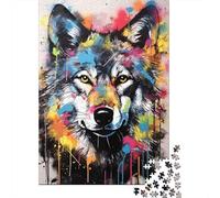 Portrait de Loup coloré 1000 Pièce Stock De Cartes Premium Puzzle Classique Amants De Famille Décompression Jeu Cadeaux Pack De Valeur 70x50cm/1000pcs
