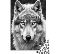 Portrait de Loup Nature 1000 Pièces Papier Écologique Puzzle Classique Adolescents Fans 12-18 Ans Soulagement du Stress Décoration Murale 70x50cm/1000pcs