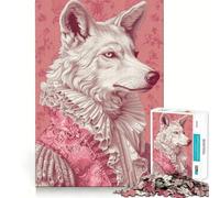 Portrait de Loup Rococo Rose pour Adultes, Puzzle de 1000 pièces, Jeu de réflexion, Joie familiale, découpe de précision, Joli Cadeau (38x52cm)