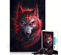 Portrait de Loup rougeoyant, Puzzle de 1000 pièces pour Adultes, Jeu d'entraînement cérébral, Image Douce et relaxante Assembler, Joli Cadeau (38x26cm)