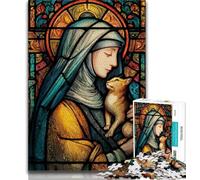 Portrait de Marie la Mère Puzzles pour Adolescents Puzzle 1000 pièces, Soulagement du Stress Défi Difficile Améliorer l'amour Entre Les Couples 38x26cm