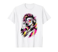 Portrait de Mode Musicale rétro de la DJ Girl Bright des années 80 T-Shirt