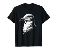 Portrait de Mouette Noir et Blanc Amoureux des Oiseaux T-Shirt