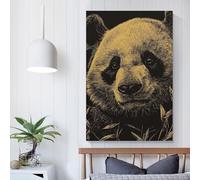 Portrait de panda en or et noir, affiche, œuvres d'art, toile, chambre, esthétique, art mural, impressions, image, peinture, décoration moderne, 50 x 75 cm