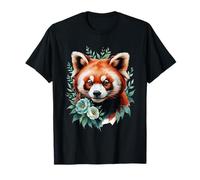 Portrait de Panda Roux Floral T-Shirt