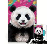 Portrait de Panda Souriant Puzzle de 1000 pièces pour Adultes Jeu de réflexion et de Partage Découpe de précision Décoration Artistique 50x75cm