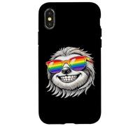 Portrait de Paresseux Cool avec Lunettes de Soleil Arc-en-Ciel Happy Fun Coque pour iPhone X/XS