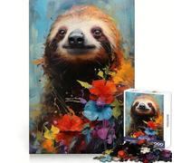 Portrait de Paresseux Puzzle de 1000 pièces pour Adultes Jeu de réflexion Relaxant et Amusant Assemblage d'image Surprise chaleureuse 38x52cm
