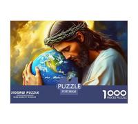 Portrait de Personne Embrassant la Terre Puzzle 1000 Pièces Jeu de Puzzle 1000 Pièces Papier pour Adultes Scène Artistique Chaleureuse Décoration Cadeau Famille 38x26cm/1000pcs