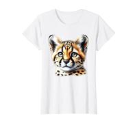 Portrait de Petit guépard T-Shirt Graphique avec Valeur, Femme, Blanc, L