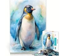 Portrait de Pingouin à l'aquarelle Puzzle de 1000 pièces Jeu créatif et Stimulant Assemblage Facile Pas de pièces détachées Activité de Partage et de complicité avec Les Proches (38x52cm)