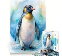 Portrait de Pingouin à l'aquarelle Puzzle de 1000 pièces pour Adolescents Jeu Stimulant Le Cerveau Emboîtement précis sans espaces Activité relaxante en Groupe à l'intérieur (38x26cm)