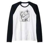 Portrait de Poulet Cochin - Oiseau de Ferme Duveteux Vintage Manche Raglan