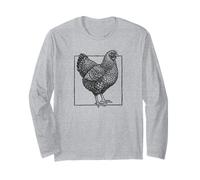 Portrait de Poulet Wyandotte - Oiseau de Ferme en Dentelle Vintage Manche Longue