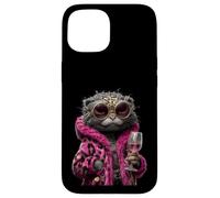 Portrait de Raton Laveur élégant - Graphique de vin Rose Coque pour iPhone 15