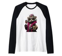 Portrait de Raton Laveur élégant - Graphique de vin Rose Manche Raglan