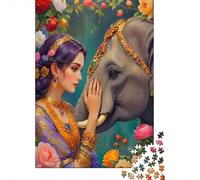 Portrait de Reine éléphant 1000 Pièces Carton Robuste Puzzle De Bricolage Collecteurs Défi du Jeu Éducatif Entraînement du Cerveau Belle Décoration 52x38cm/1000pcs