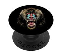 Portrait de Safari Vintage Mandrill, babouin, Singe, Roi de la Jungle PopSockets PopGrip Adhésif