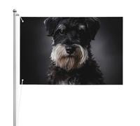 Portrait de Schnauzer gris foncé,Drapeau de jardin, bannière décorative, drapeau double face, 2 x 3 pieds, pour extérieur et intérieur