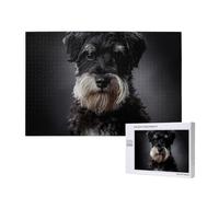Portrait de Schnauzer Gris foncé,Puzzle Familial en Bois de 1 000 pièces pour Adultes et Adolescents, décoration d'intérieur