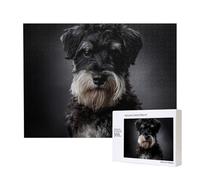 Portrait de Schnauzer Gris foncé,Puzzle Familial en Bois de 500 pièces pour Adultes et Adolescents, décoration d'intérieur