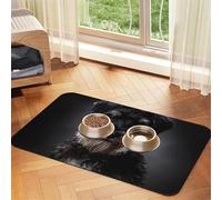 Portrait de Schnauzer Gris foncé,Tapis d'alimentation pour Animaux de Compagnie, Sets de Table en Cuir PU pour Chats et Chiens,40x60cm