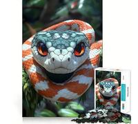 Portrait de Serpent Orange et Blanc, Puzzle de 1000 pièces pour Adultes, défi intellectuel, Jeu de société Amusant et de qualité, Cadeau Exquis (38x52cm)