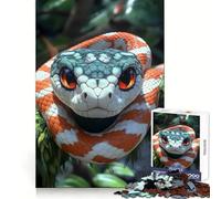 Portrait de Serpent Orange et Blanc Puzzle de 1000 pièces pour Adultes Jeu de réflexion Découpe précise Pièce d'art raffinée (50x75cm)