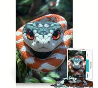 Portrait de Serpent Orange et Blanc Puzzle de 1000 pièces pour Adultes Jeu de réflexion Découpe précise Pièce d'art raffinée (50x75cm)