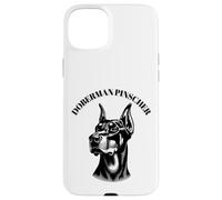 Portrait de silhouette de Doberman Pinscher, art canin Coque pour iPhone 15 Plus