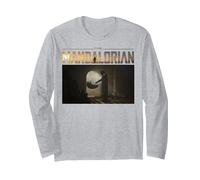 Portrait de Star Wars The Mandalorian : La première Rencontre de l'enfant Manche Longue, Unisexe pour Adultes, Gris Chiné, XL