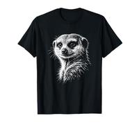 Portrait de Suricate Noir et Blanc Amoureux des Animaux T-Shirt