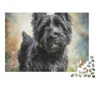 Portrait de Terrier Noir 1000 Teile Puzzle 1000 Teile Für Erwachsene Dickes Karton Brain Training Stressabbau Wanddekoration Heimdekoration Partyspiel 52x38cm/1000pcs