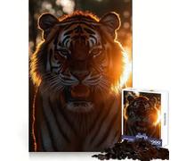 Portrait de Tigre dans Une lumière dorée Puzzle de 1000 pièces pour Adolescents Jeu de réflexion et de Loisirs Design élégant Cadeau raffiné 50x75cm