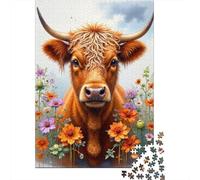Portrait de Vache des Highlands Puzzle 1000 Pièces Puzzle Adulte Classiques De l'art De La Décoration 52x38cm/1000pcs