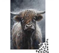 Portrait de Vache Highland Puzzle 1000 Pièces Adultes Animaux Puzzles 1000 Pièces Durable Jeux De Puzzle Cadeau 52x38cm/1000pcs
