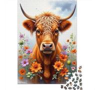 Portrait de Vache Highland Puzzle 1000 Pièces Adultes Animaux Puzzles 1000 Pièces Jeu Éducatif Décor À La Maison 70x50cm/1000pcs