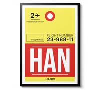 Portrait de voyage de Hanoï, affiche graphique rétro lumineuse, impression murale Asie du Vietnam, décoration, cadeau, archivage mat, A3 (encadré) - 42 x 29,7 cm