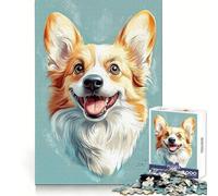 Portrait de Welsh Corgi pour Adultes Puzzle de 1000 pièces Exercice cérébral Détente et Relaxation Découpe de précision Cadeau de Noël idéal (38x52cm)