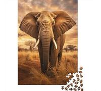 Portrait d'éléphant Africain Set Puzzle 1000 Pièces Famille, Carton Solide Recy coration Intérieure, Art Mural, Loisirs Indoor, Défi Mental 52x38cm/1000pcs