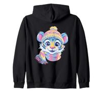Portrait d'hiver bébé Tigre Chat Sauvage coloré Sweat à Capuche