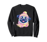 Portrait d'hiver Bleu Carlin pour Amoureux des Chiens Rose et Jaune Sweatshirt