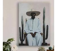 Portrait d'homme africain, affiche ou impression sur toile, affiches noires d'inspiration sud-ouest, art bohème minimaliste, 40 x 60 cm, sans cadre