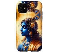 Portrait Divin du Sri Krishna, Aquarelle Art Hindou sacré Coque pour iPhone 11