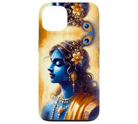 Portrait Divin du Sri Krishna, Aquarelle Art Hindou sacré Coque pour iPhone 13