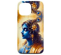 Portrait Divin du Sri Krishna, Aquarelle Art Hindou sacré Coque pour iPhone 13 Pro Max