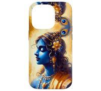 Portrait Divin du Sri Krishna, Aquarelle Art Hindou sacré Coque pour iPhone 14 Pro