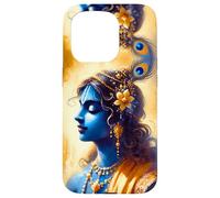 Portrait Divin du Sri Krishna, Aquarelle Art Hindou sacré Coque pour iPhone 15 Pro