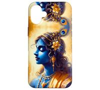 Portrait Divin du Sri Krishna, Aquarelle Art Hindou sacré Coque pour iPhone 16 Plus