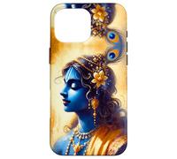 Portrait Divin du Sri Krishna, Aquarelle Art Hindou sacré Coque pour iPhone 16 Pro Max